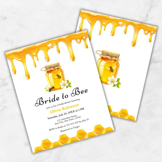 Budget Honing Bruid Naar Bee Vrijgezellenfeest Uit (Budget Yellow Honey Bride to Bee Bridal Shower Invitation )