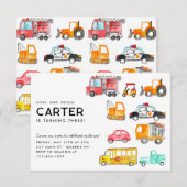 Budget Honk Piep Vroom Vervoer Kind Verjaardag Notitiekaartje (Voorkant / Achterkant)