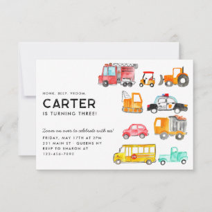 Budget Honk Piep Vroom Vervoer Kind Verjaardag Notitiekaartje