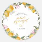 Budget Hoofd Pers Lemonkrans Bruidsdouche Ronde Sticker (Voorkant)