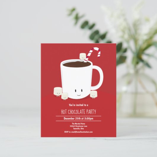 Budget Hot Chocolate-kerstfeestelijke uitnodiging (Staand voorkant)