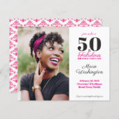 Budget Hot Pink Damask Patroon 50e verjaardag (Voorkant / Achterkant)