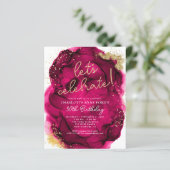 Budget Hot Pink Gold Glitter Alcohol Ink Birthday (Staand voorkant)