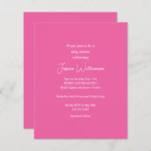 Budget Hot Pink Minimalistisch Baby shower Invitat (Voorkant / Achterkant)