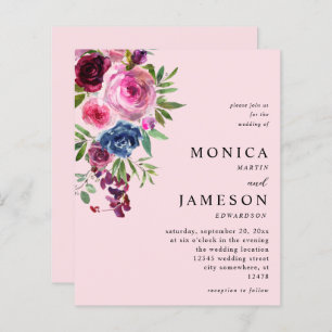 Budget Hot Pink & Navy Blue Bloemenbruiloft 3 Roze