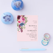 Budget Hot Pink & Navy Blue Bloemenbruiloft 3 Roze Flyer (Enkel)