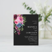 Budget Hot Pink & Navy Blue Bloemenbruiloft 3 Zwar (Staand voorkant)