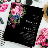 Budget Hot Pink & Navy Blue Bloemenbruiloft 3 Zwar