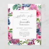 Budget Hot Pink & Navy Blue Floral Graduation Part (Voorkant)
