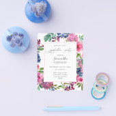 Budget Hot Pink & Navy Blue Floral Graduation Part Flyer (Enkel)