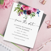 Budget Hot Pink & Navy Blue Floral Save the Date 3