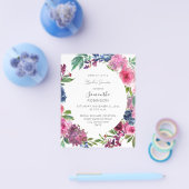 Budget Hot Pink & Navy Blue Floral Vrijgezellenfee Flyer (Enkel)