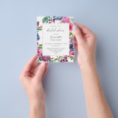 Budget Hot Pink & Navy Blue Floral Vrijgezellenfee Flyer (Hand)