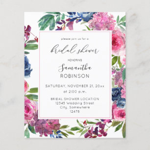 Budget Hot Pink & Navy Blue Floral Vrijgezellenfee Flyer