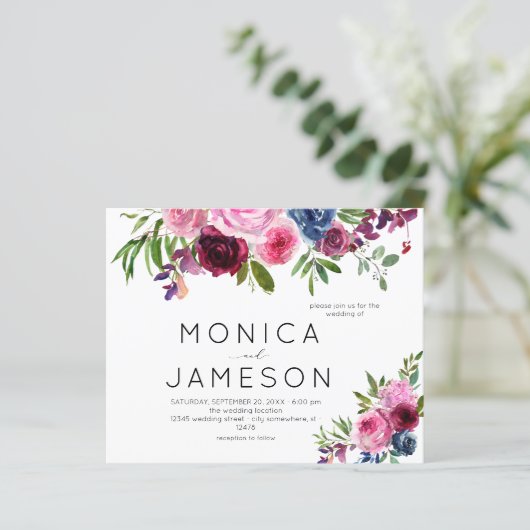 Budget Hot Pink & Navy Blue Floral Wedding 2 (Staand voorkant)