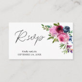 Budget Hot Pink & Navy Floral SM Meal RSVP Informatiekaartje (Voorkant)