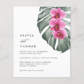 Budget Hot Pink Orchids op Monstera Tropical (Voorkant)