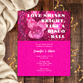 Budget Hot Roze Disco Bal Bruiloft uitnodiging Flyer
