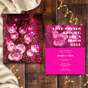 Budget Hot Roze Disco Bal Huwelijksuitnodiging Flyer