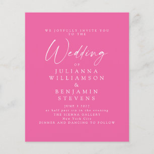 Budget Hot Roze Minimalistisch Script Bruiloft uit