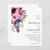 Budget Hot Roze & Navy Blauw Bloemen Bruiloft 3 (Voorkant / Achterkant)