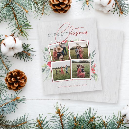 Budget hout 4 Fotocollage Merriest Christmas