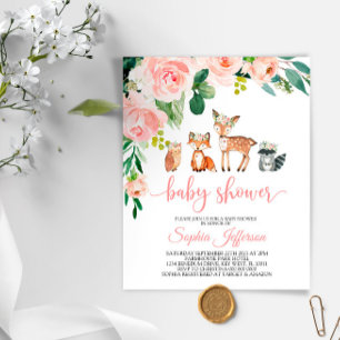 Budget houtdieren baby shower uitnodiging