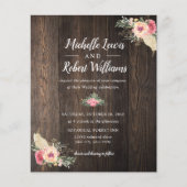 BUDGET houtextuur Roze Floral bruiloft (Voorkant)