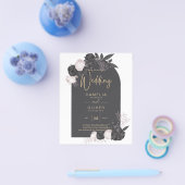 BUDGET Houtskool grijs Roze Rozen Trouw UITNODIGIN Flyer (Enkel)