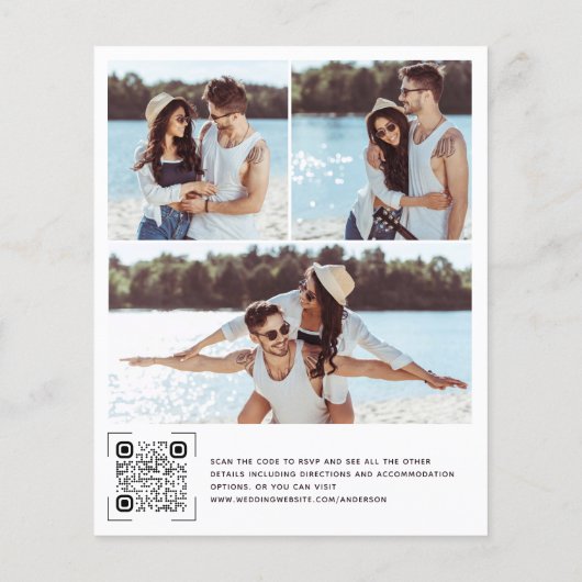 Budget Huidige Foto QR Code Trouw Uitnodiging (Achterkant)
