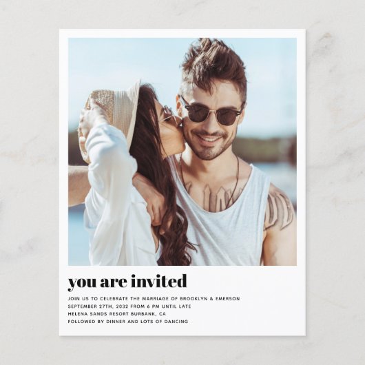 Budget Huidige Foto QR Code Trouw Uitnodiging (Voorkant)