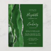 Budget Hunter Green Agate Silver Wedding Invite (Voorkant)