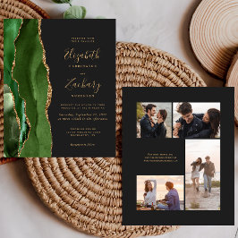 Budget Hunter Green Dark 4-Photo Wedding Invite