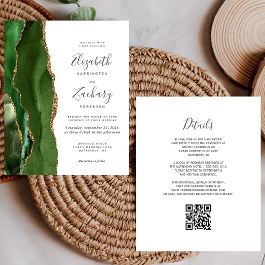 Budget Hunter Green Gold Agaat QR Code Wedding