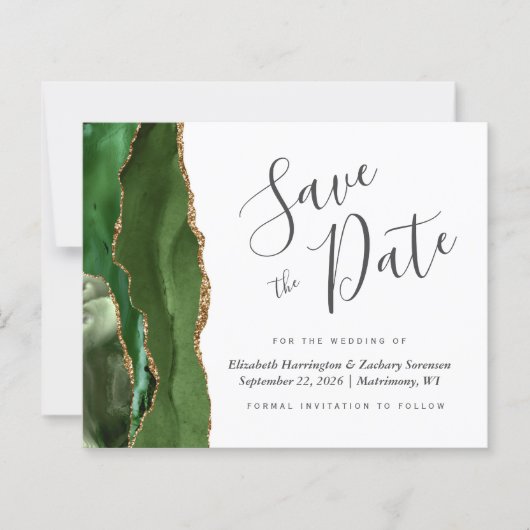Budget Hunter Green Gold Agaat Save the Date (Voorkant)