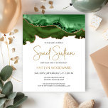 Budget Hunter Green Gold Agate Sweet 16 Uitnodigin<br><div class="desc">Deze trendy Sweet Sixteen verjaardagsuitnodiging bevat een waterverf afbeelding van een geo-geel in tinten jager groen met faux gouden hoogtepunten. De woorden "Sweet Sixteen" staan in faux goudglitter in decoratief modern handschrift. Pas het met de naam van de eer in goudkleurige teksten en de details in houtskool grijs op een...</div>