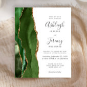 Budget Hunter Green Gold Agate Wedding Invitation