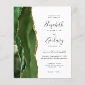 Budget Hunter Green Gold Agate Wedding Invitation (Voorkant)