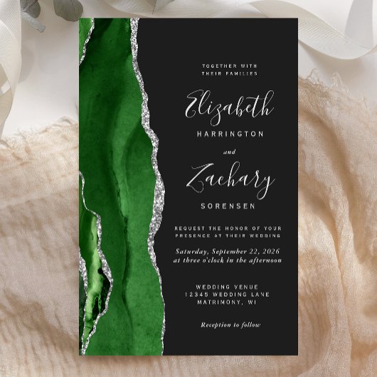 Budget Hunter Green Silver Agate Dark Wedding