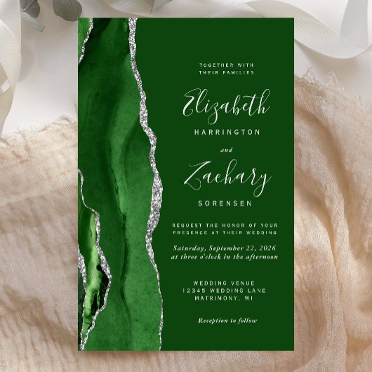 Budget Hunter Green Silver Agate Wedding