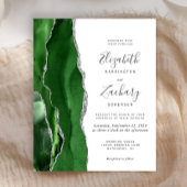 Budget Hunter Green Silver Agate Wedding Invite