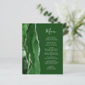 Budget Hunter Green Silver Agate Wedding Menu (Staand voorkant)