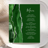 Budget Hunter Green Silver Agate Wedding Menu