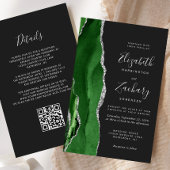 Budget Hunter Green Silver Dark QR Code Wedding