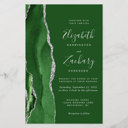 Budget Hunter Green Silver QR Code Wedding (Voorkant)