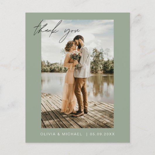 Budget Huwelijk Dank u Sage Groene Foto Kaarten (Voorkant)