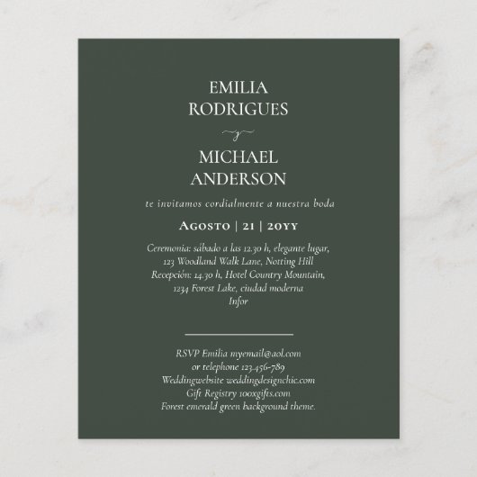 BUDGET Huwelijk in het Spaans Bilinguaal Engels Flyer (Voorkant)