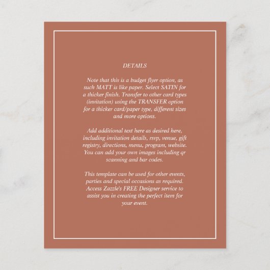 BUDGET Huwelijksfoto-overlay uitnodiging Flyer (Achterkant)