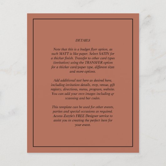 BUDGET Huwelijksfoto-overlay uitnodiging Flyer (Achterkant)