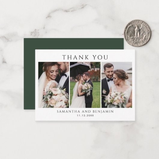 Budget Huwelijkspaar Trouwfoto Collage Bedankt Notitiekaartje (Voorkant / Achterkant in situ)